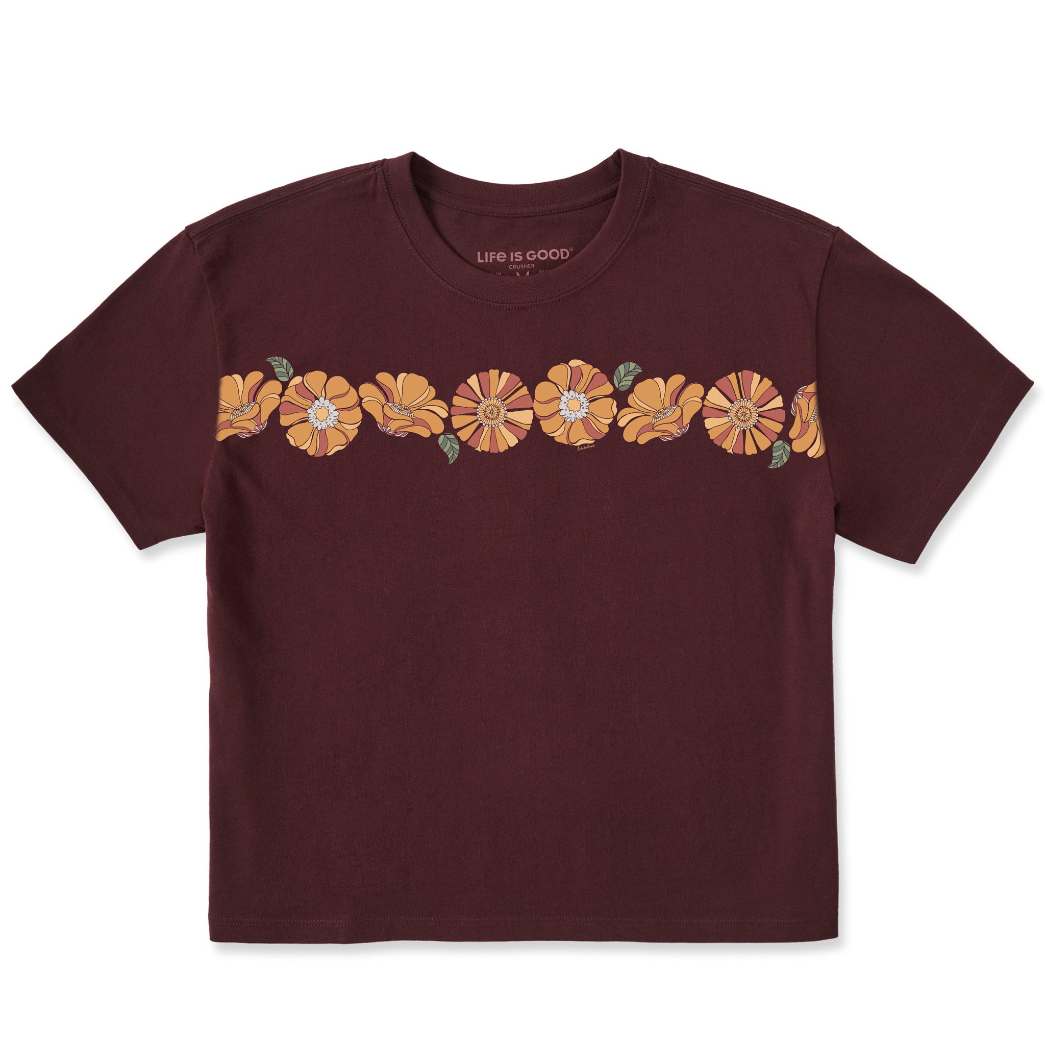 Women's Big Groovy Flowers Short Sleeve Crusher Boxy Tee