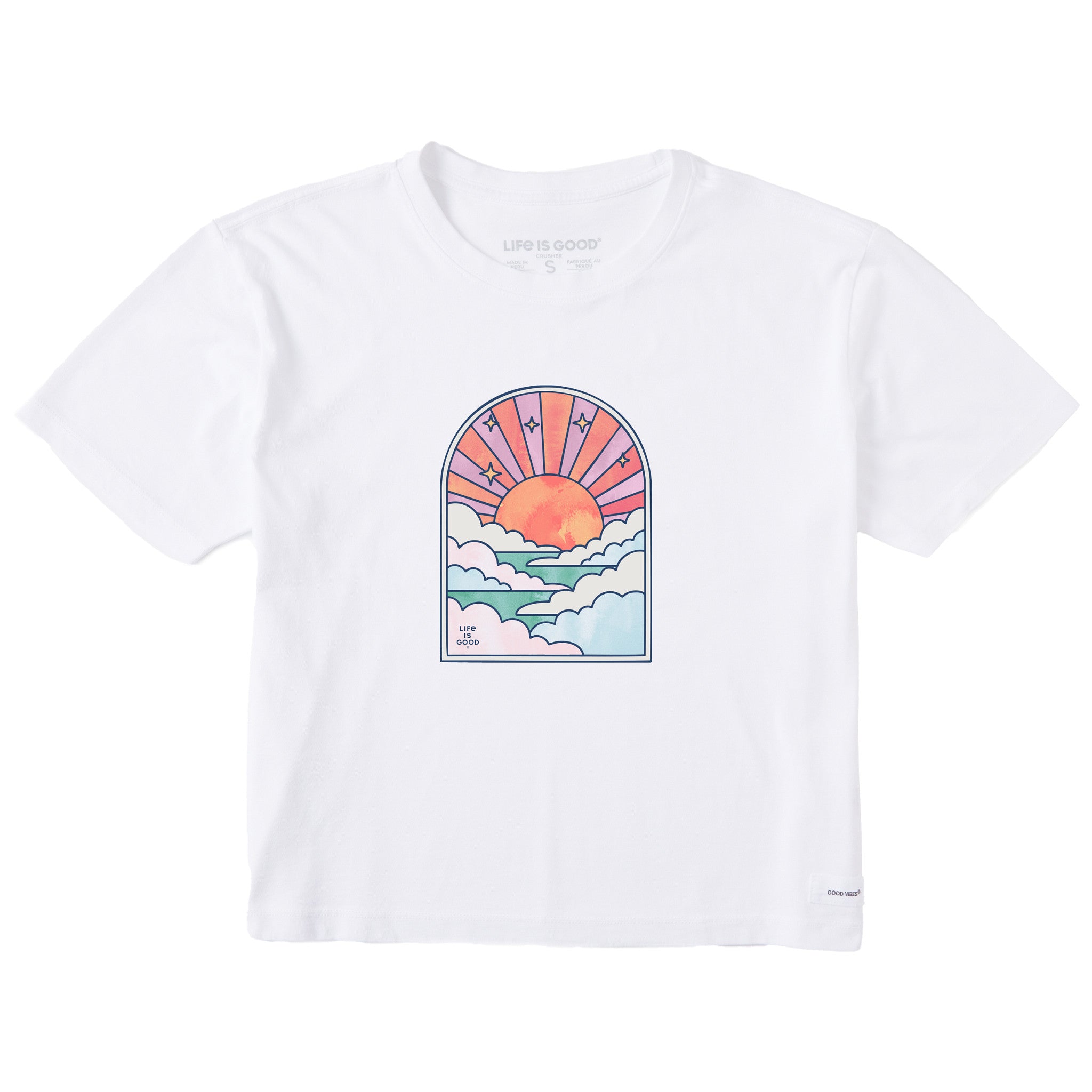 Women's Cloudy Sunset Tie Dye Short Sleeve Crusher Boxy Tee
